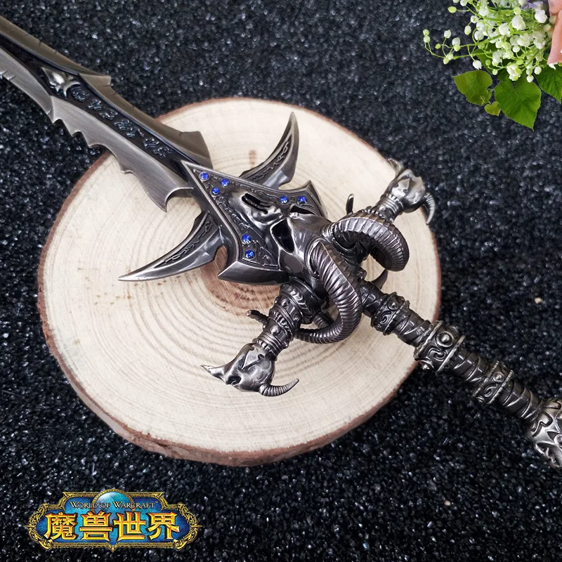 Оплакивающий Мир Warcraft Оружие бурение Мороз Металл овечья голова меч сплав модель