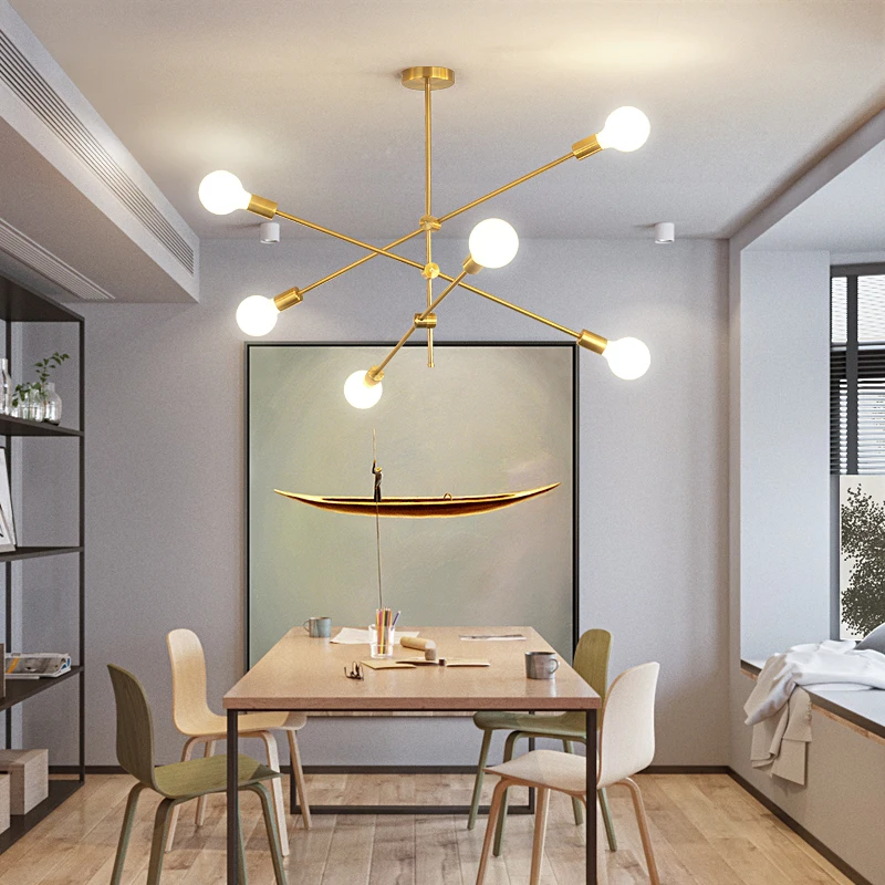 

Chandelier Lighting Modern Gold Ceiling Led Pendant Light Fixture Sputnik Nordic Postmodern Hanging Lamp Lustre Room Decor