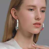 bohemian etchnic multicolor soft ceramic beads dangle earrings for women handmade drop hoop earrings wholesale