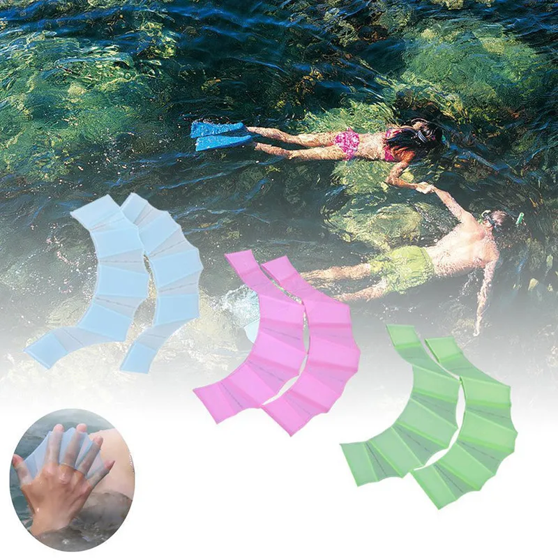 

1Pair Unisex Frog Type Silicone Girdles Swimming Hand Fins Flippers Finger Webbed Gloves Paddle Water Sports Tool Accessories