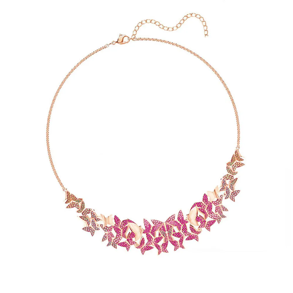 

SWA1:1 High Quality Fashion Jewelry, Charm Luxury Gradient Color Red Butterfly 3D Pendant Necklace Women Romantic Gift