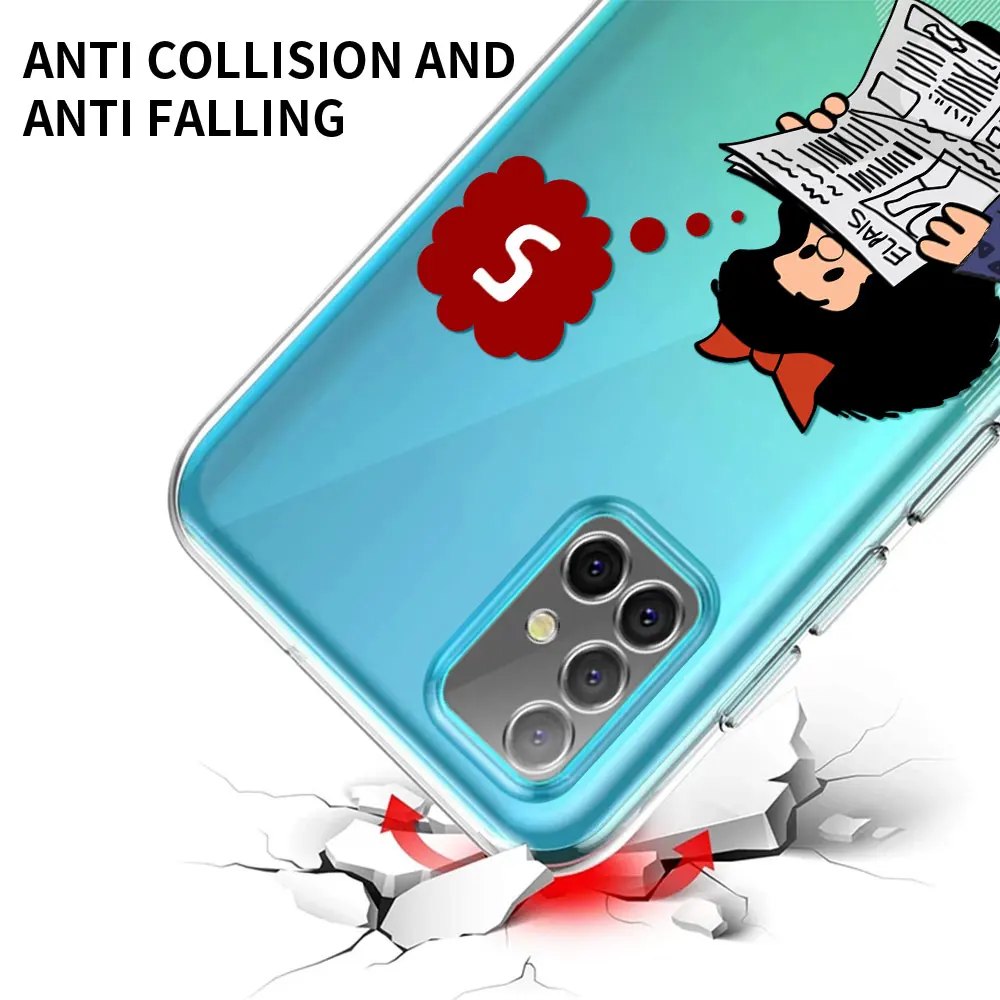 

Cartoon Mafalda Case For Samsung Galaxy A51 A50 A71 A70 Transparent Phone Covers A21s A31 A10 A40 A52 M31 M51 Clear Shell