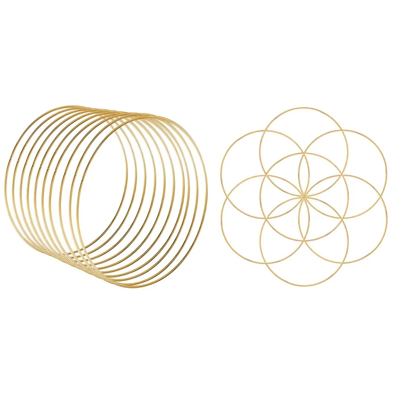 

10 шт. 30 см большая металлическая гирлянда, кисточка, Золотое кольцо ручной работы и 8 шт. 8 дюймов, кольца Ловца снов