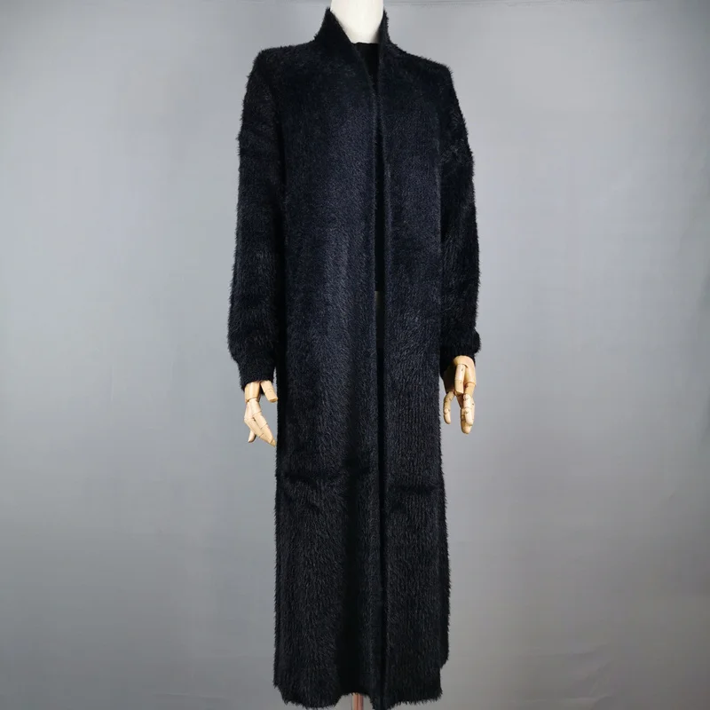 Зимнее пальто из кашемировый свитер кардиган синтетической норки для женщин