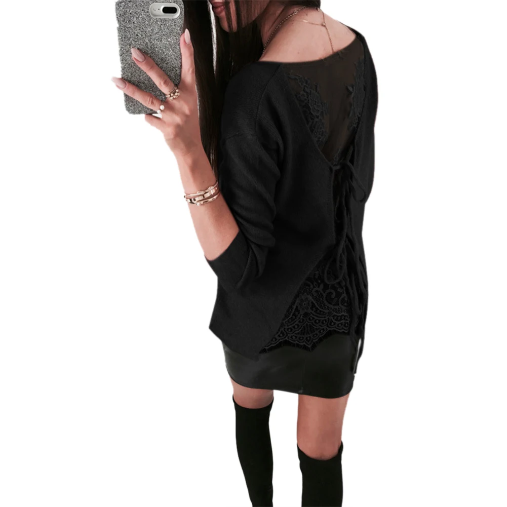 Женская блузка с V-образным вырезом открытой спиной | одежда