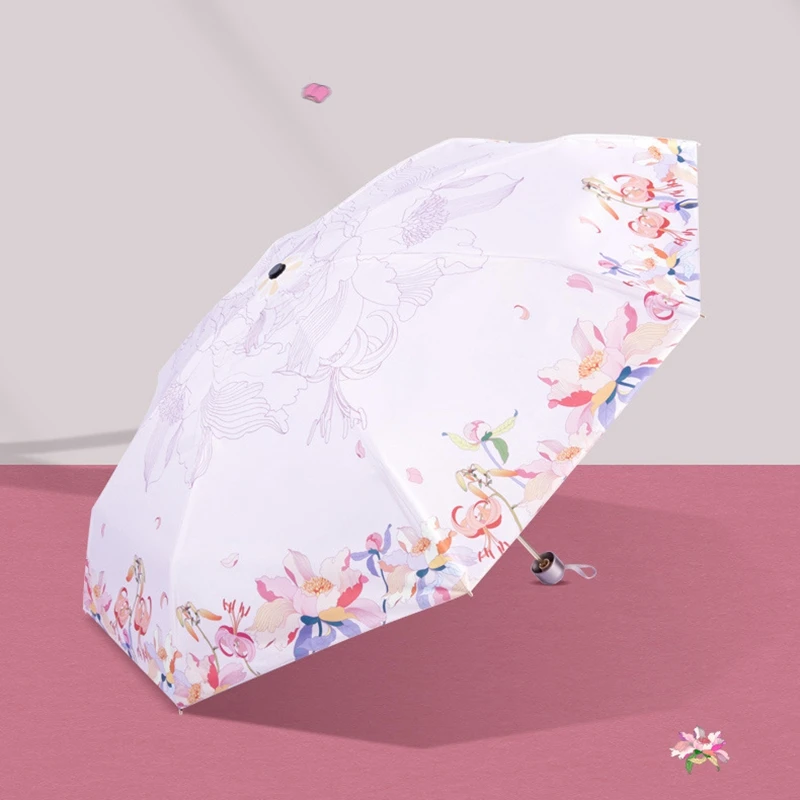 Mini Pocket Umbrella Sea Of Flowers Parasol Folding Rainy Female Sunshade Women Umbrellas | Дом и сад