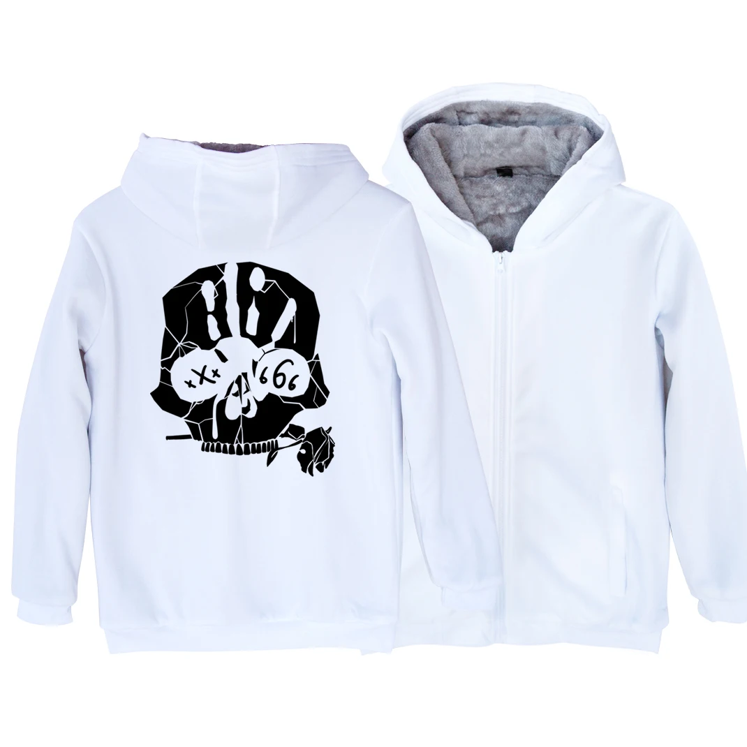 Man Boy Parkas Full Zip Coat Plus Velvet Zombie Skull Head Devil 666 XXX Rose Bloody Hand Printing Original Design ZIIART