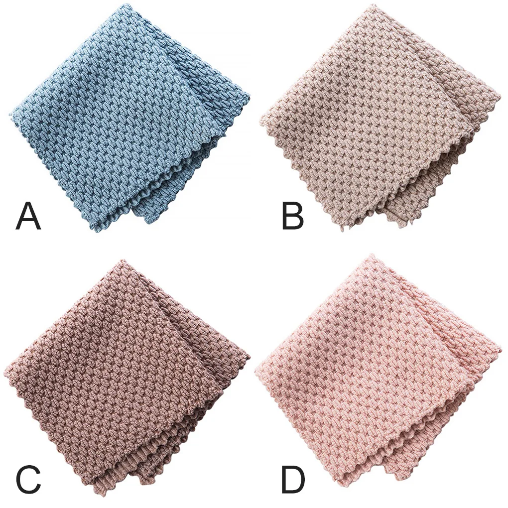 

1pcs/5pcs Cleaning Cloth Home Kitchen Counter Sink Dish Washing Cloth Microfiber Water Absorption Rag Scouring Pad