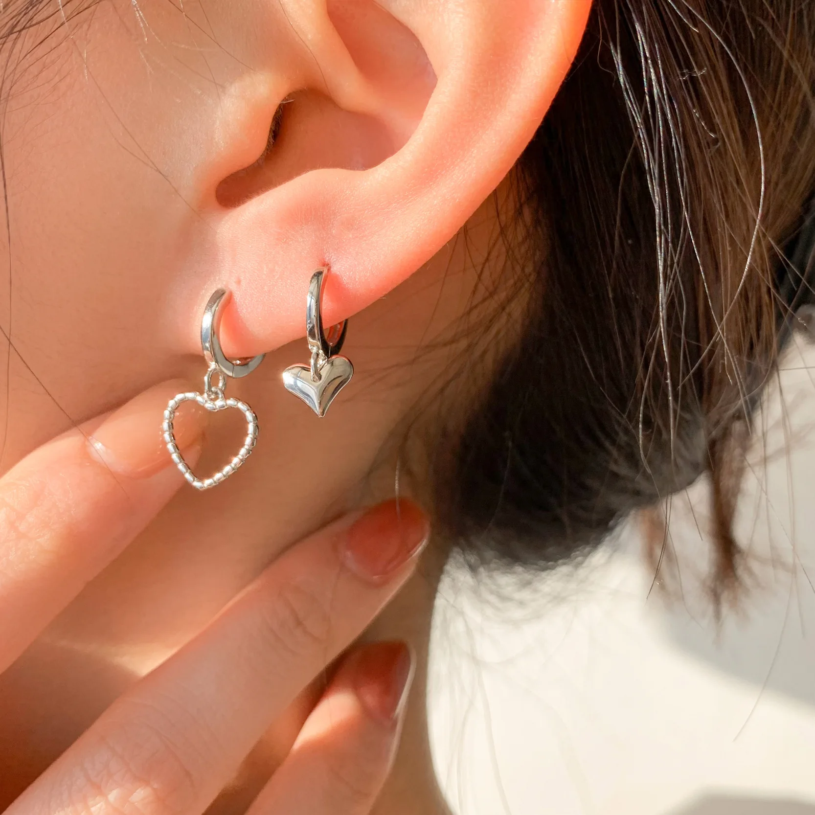 

Personality Silver Plated Heart Shape Dangle Earrings Asymmetry Drop Earrings for Cocktail Party Women's Earrings Jewelry Gifts