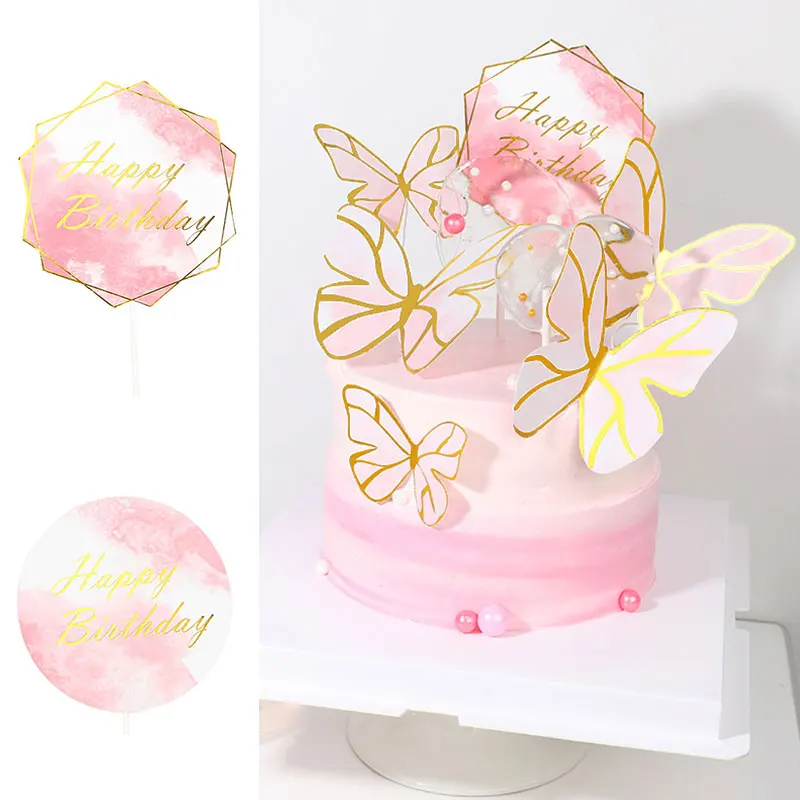 

2Pcs Create Cake Topper Happy Birthday Cake Toppers Cupcake Decoration Party Decoration