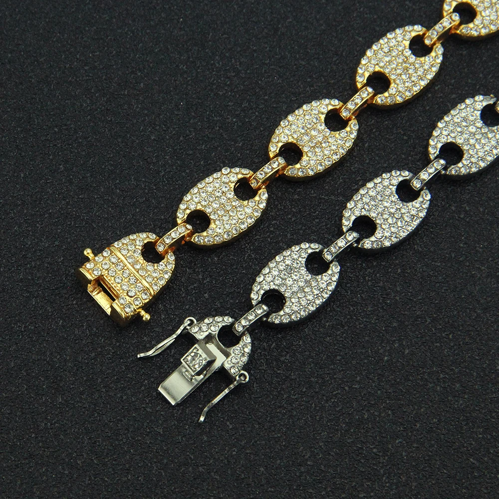

13mm Iced Out Miami Cuban Necklace Chain Hip Hop Jewelry Choker Colorful Rhinestone CZ Clasp for Mens Rapper Fashion Jewelry