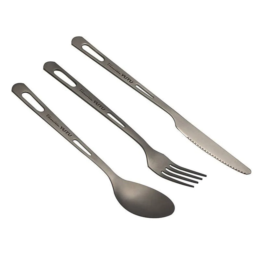 

3PCS/Set Titanium Tableware Set Fork Spoon Knife Chopsticks Ultralight Health Outdoor Camping Hiking Picnic Travel Tableware
