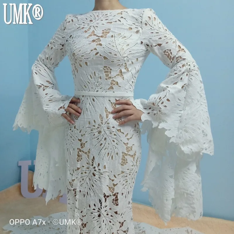 Уникальное кружевное свадебное платье UMK в стиле бохо с листьями винтажные
