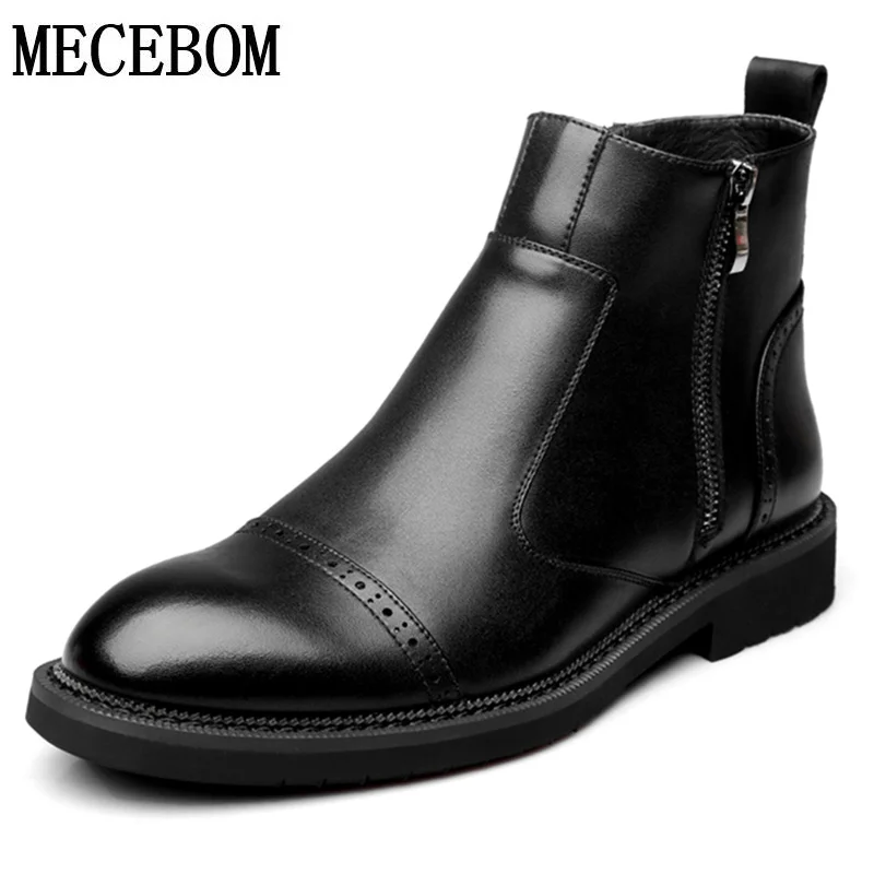Мужские Ботильоны челси из натуральной кожи черные повседневные ботинки размеры