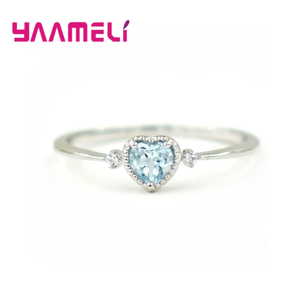 Romantic Valentine's Gift for Girlfriend Wife Anniversary Jewelry Luxury 925 Sterling Silver Pretty AAA Blue Heart Zircon Stone