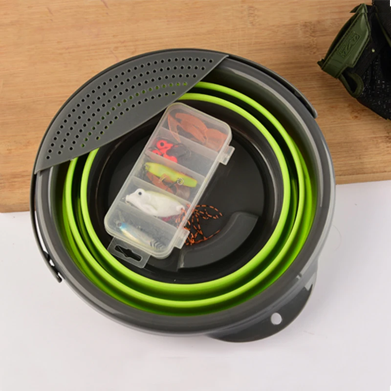 5/10L Portable Foldable Round Outdoor Fishing Bucket Silicone Barrels Fish Bait Car Wash Camping Kitchen Accessories | Спорт и