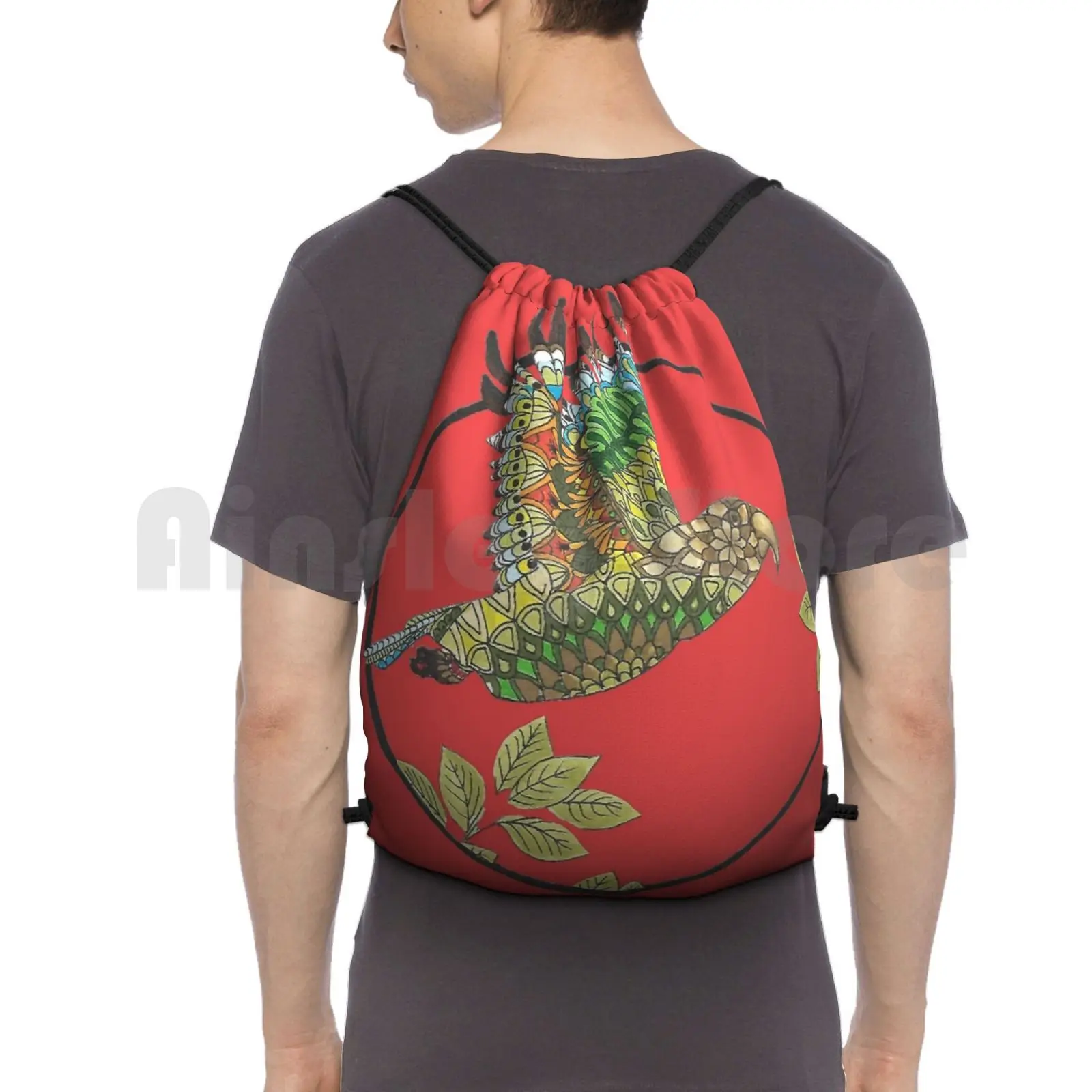 

Mandala Kea In Flight Backpack Drawstring Bags Gym Bag Waterproof Kea Bird Kiwiana New Zealand Leaves Nature Nz Birds