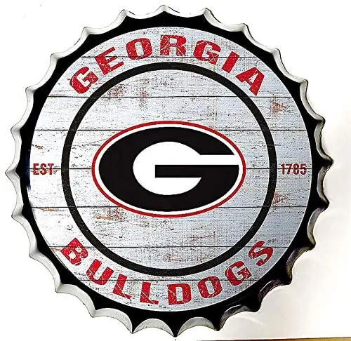 

Tin Sign Cap Metal Tin Siogn Georgia Rugby Teram Diameter 13.8 inches, Round Metal Signs for Home and Kitchen Bar