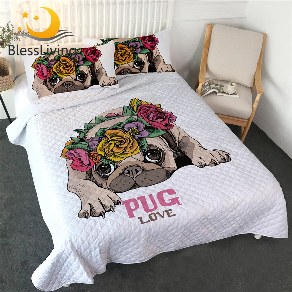 Blesslave набор пододеяльников для щенков мопс розовый король тонкий плед подарок на