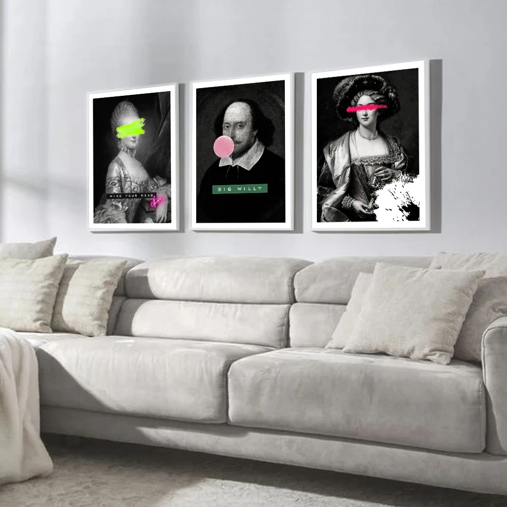 

Portrait Poster Graffiti Lady Canvas Painting Black Jane Austen Art Print Shakespeare Wall Picture For Living Room Home Decor