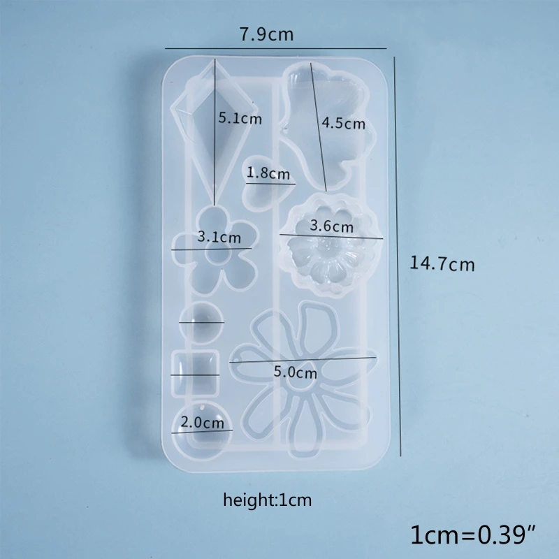 

Crystal Epoxy Resin Mold Earrings Pendant Casting Silicone Mould DIY Making Tool 85LB,
