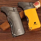 Зажигалка COHIBA, металлическая ветрозащитная Бутановая газовая зажигалка, заправляемая зажигалка, струйное пламя, зажигалка для сигар с дыроколом для сигар Galiner