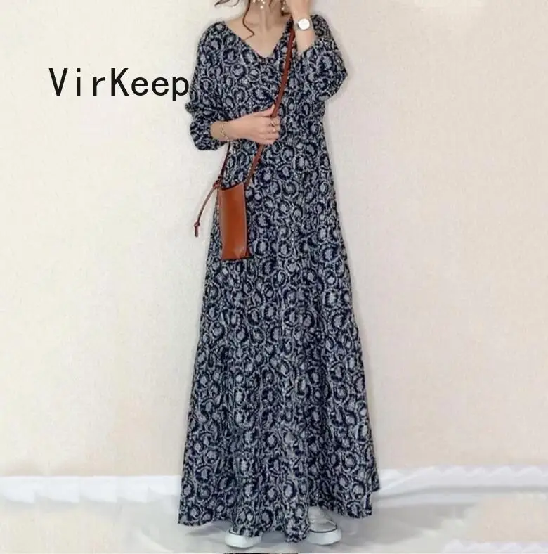 

spring autumn women loose maxi dress korean japan preppy style kaftan ramadan robe muslim abaya african dashiki VKDR2383