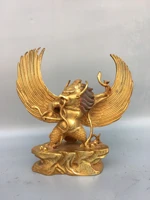 11chinese folk collection old bronze gilt roc garuda statue buddha protector ornaments town house exorcism