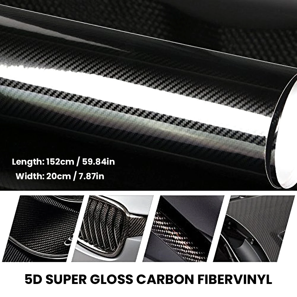 

Car Styling 200cm*50cm Glossy Black 5D Carbon Fiber Vinyl film With Air Free Bubble Auto Accessories Tuning Part Car Sticker