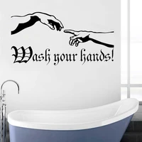 stickers adam the artistic creation hand wall stickers quote wash your hands stickers hygiene rules decals bathroom decor3797