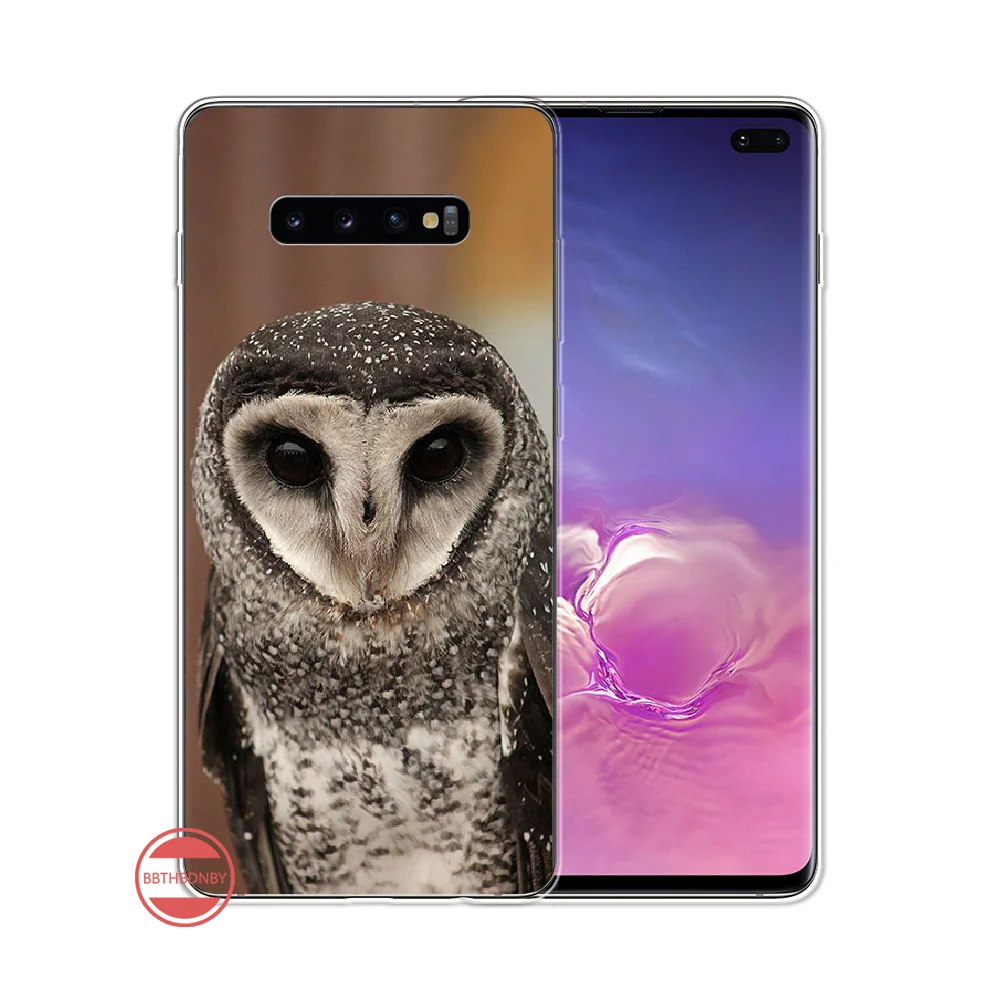 Сова ТПУ черный чехол для телефона Корпус Samsung Galaxy S5 S6 S7 S8 S9 S10 S10e S20 edge plus lite |