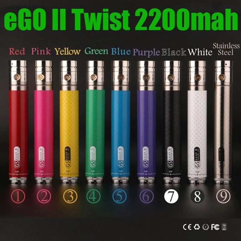 Электронная сигарета GS eGo II twist vv 2200 мАч 3 4 8 В переменное напряжение большая