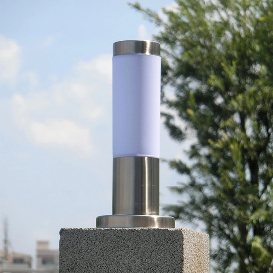 Lámpara de poste de acero inoxidable E27 para jardín exterior,poste