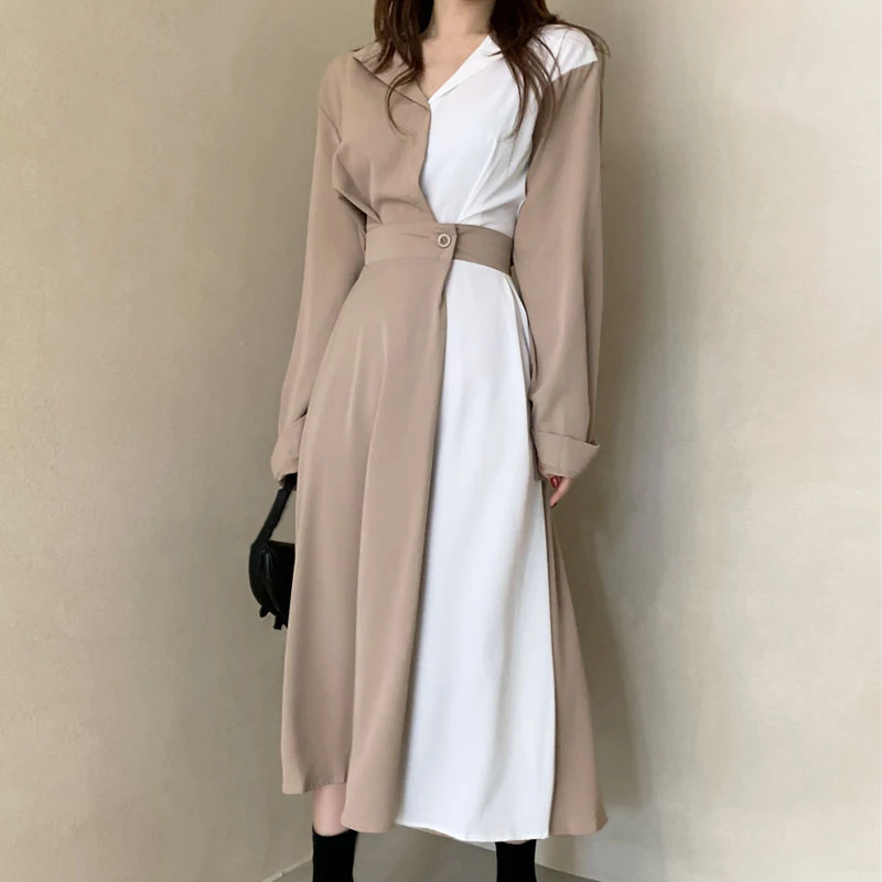 

Модное лоскутное платье-рубашка VONDA 2022, женские праздничные платья с длинным рукавом, винтажные цветные праздничные длинные платья большог...