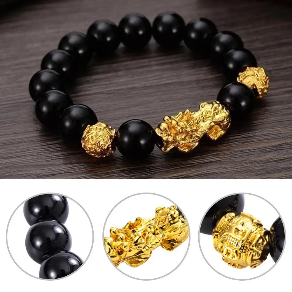 

Gold Color Brave Troops Stone Beads Bangles Bracelet 6 Words Chinese Lucky Enegry God Beast Bracelet Dropship Jewelry Gift
