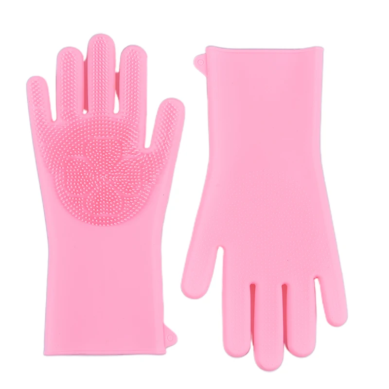 

1Pair Magic Silicone Rubber Dish Washing Gloves Scrubber Home Cleaning Scrubbing