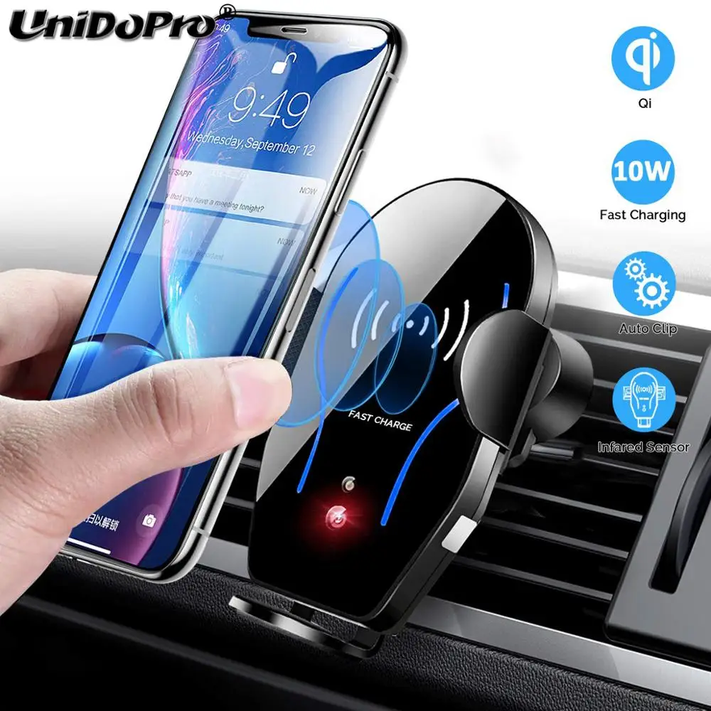 Беспроводное Автомобильное зарядное устройство Qi 10 Вт с автоматическим зажимом