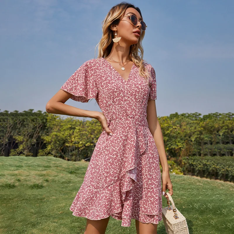 

UETEEY Dress Summer Light Dresses 2021 Women's Fairy Robe Long Red Ladies Floor-length Boho Shirt Evening Woman Sets Party Lady