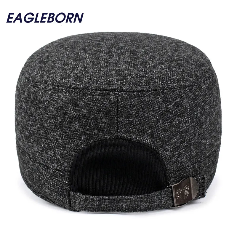 EAGLEBORN Мужская зимняя шапка, шапка-ушанка, сохраняющая тепло, плоская крыша, бейсболки для пожилых мужчин, утолщенная бейсболка