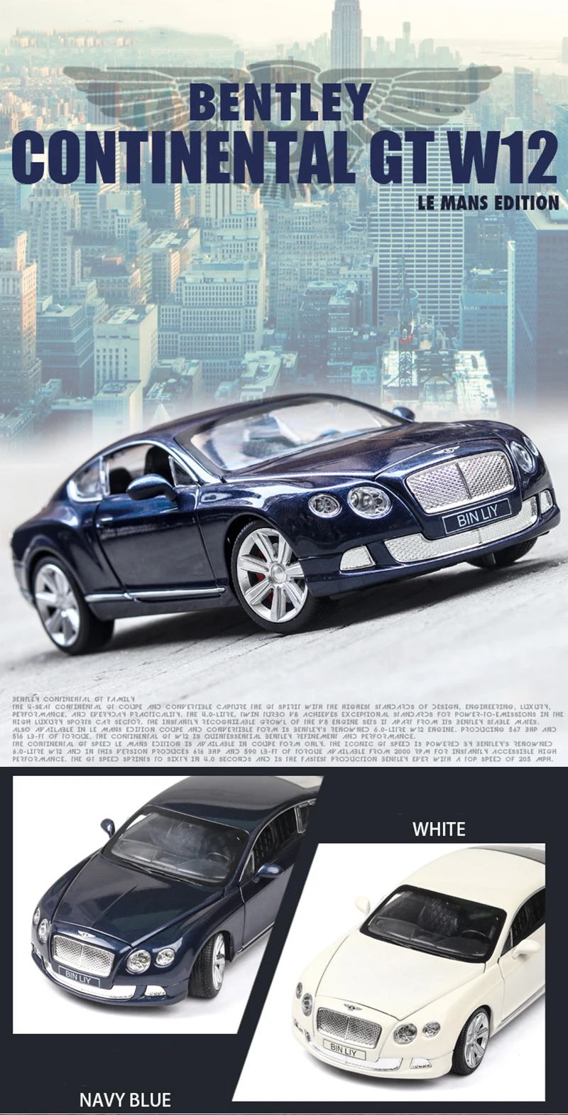 1:32 Высокая Имитация Bentley GT W12 подъемное колесо 4 открытые двери металлический сплав Модель автомобиля игрушки для детей Коллекция Подарки