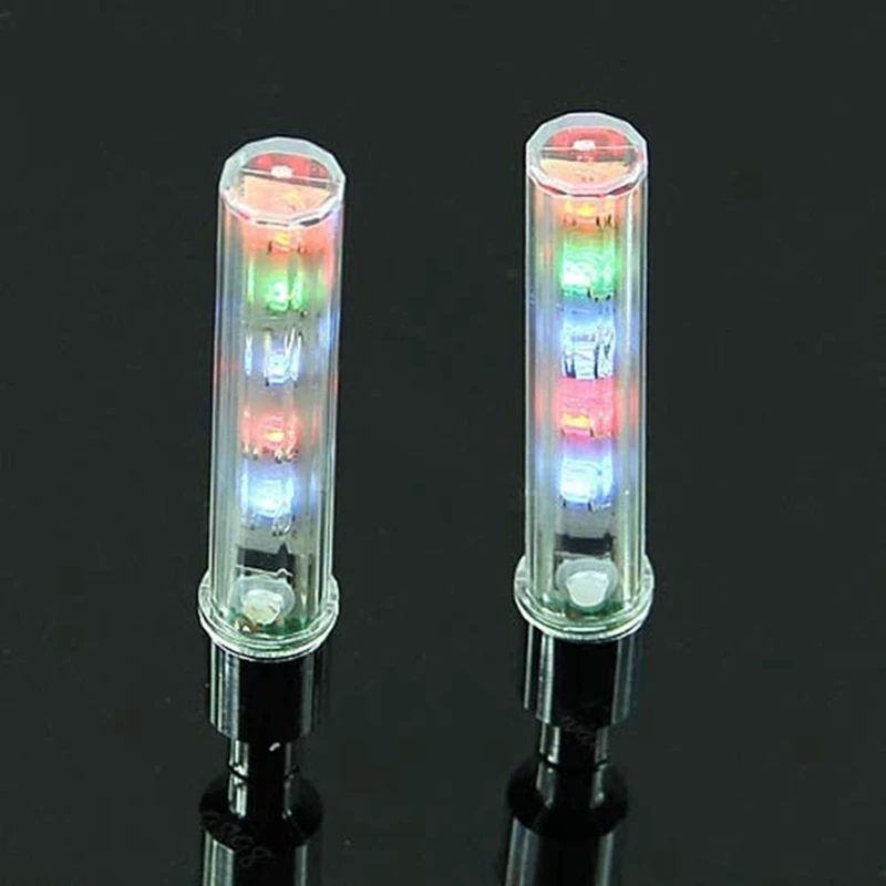

4 Pcs Led Bike Wheel Lights, 5 Led Bulbs in 3 Colors with 7 Modes, Waterproof Bike or Motorcycle Tire Valve Stem Light
