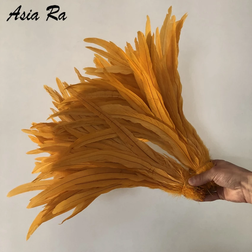 50 шт натуральный оранжевый окрашенный с перьями из хвоста петуха 35-40 см/14 до 16