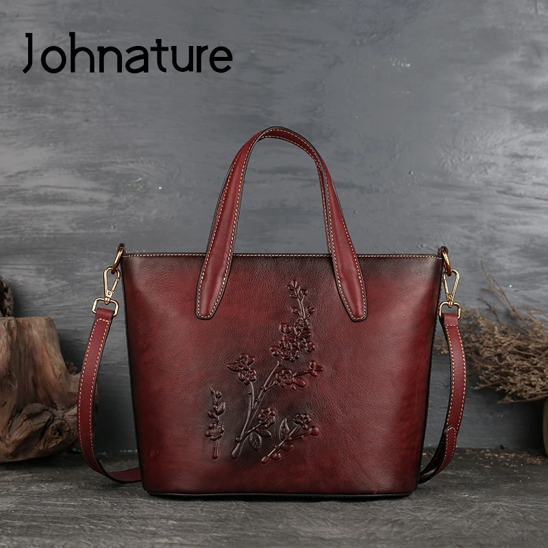 Женская Повседневная Сумка тоут Johnature вместительная сумка из натуральной кожи с