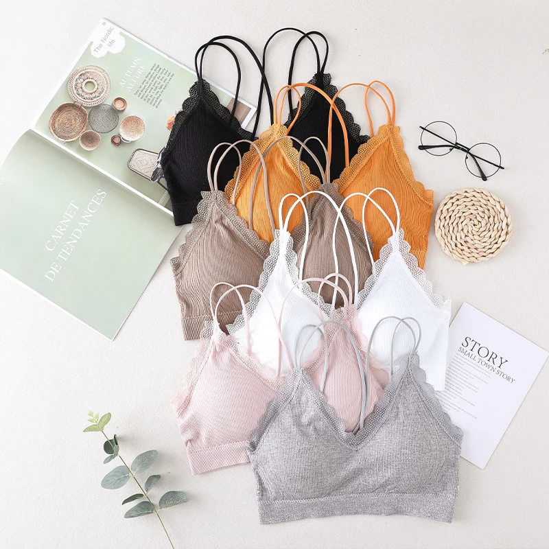 

Women Lace Sexy Bra Top Push Up Wireless Removable Padded Bralette