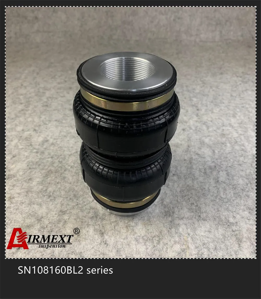 Фирменная подвеска SN108160BL2-BD1 с резьбовым штоком M50*1.5, гибким резиновым воздушным пружином Double convolute и воздушным шок-абсорбером на подушке.