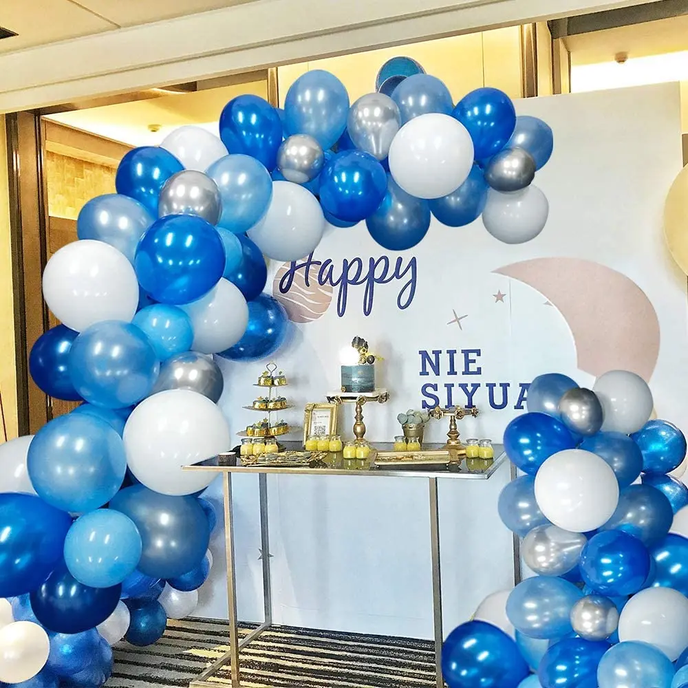 blue balloons garland set arch kit blue silver and white balloons blue birthday decorations wedding party baby shower balloon free global shipping