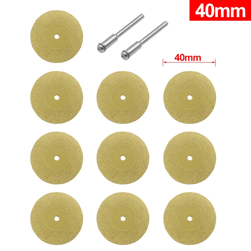 40mm 12pcs 12 шт. 1 Набор 16-60 мм Алмазная Пила дисковая режущий диск роторный инструмент титановое покрытие Алмазная режущий диск - Цвет: 40mm 12pcs