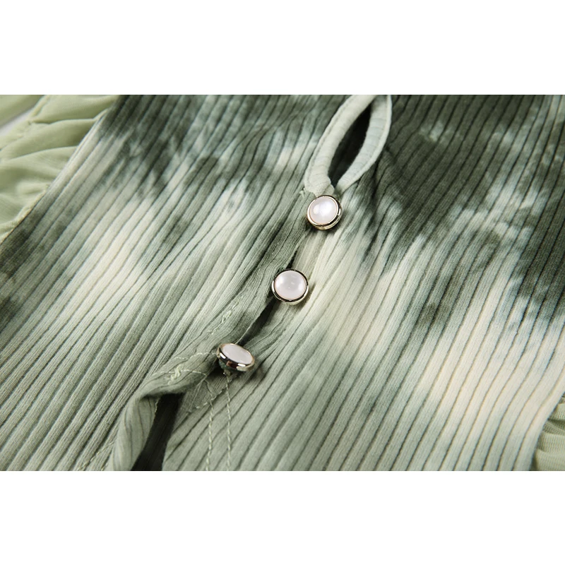 Новинка 2021 Осенние винтажные газовые укороченные топы с V-образным вырезом и