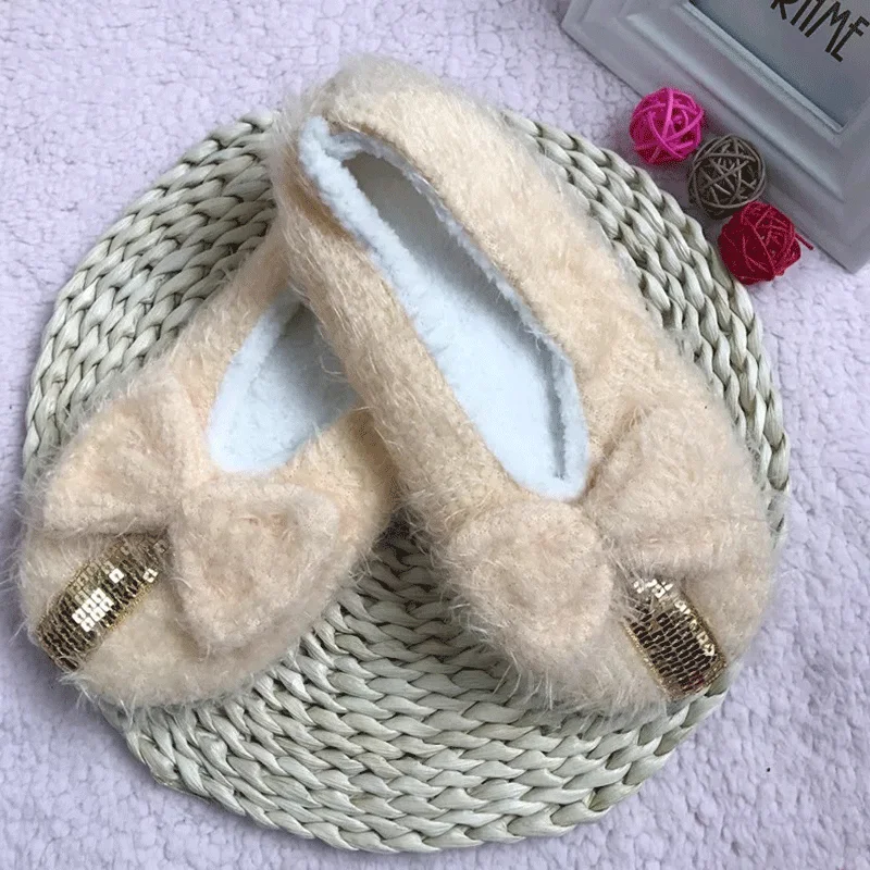 

2021 Women Warm Funny Slippers Socks Floor Shoes Non-slip Plush Slippers Thick Faux Fur Shoes Household Indoor Winter Fashion
