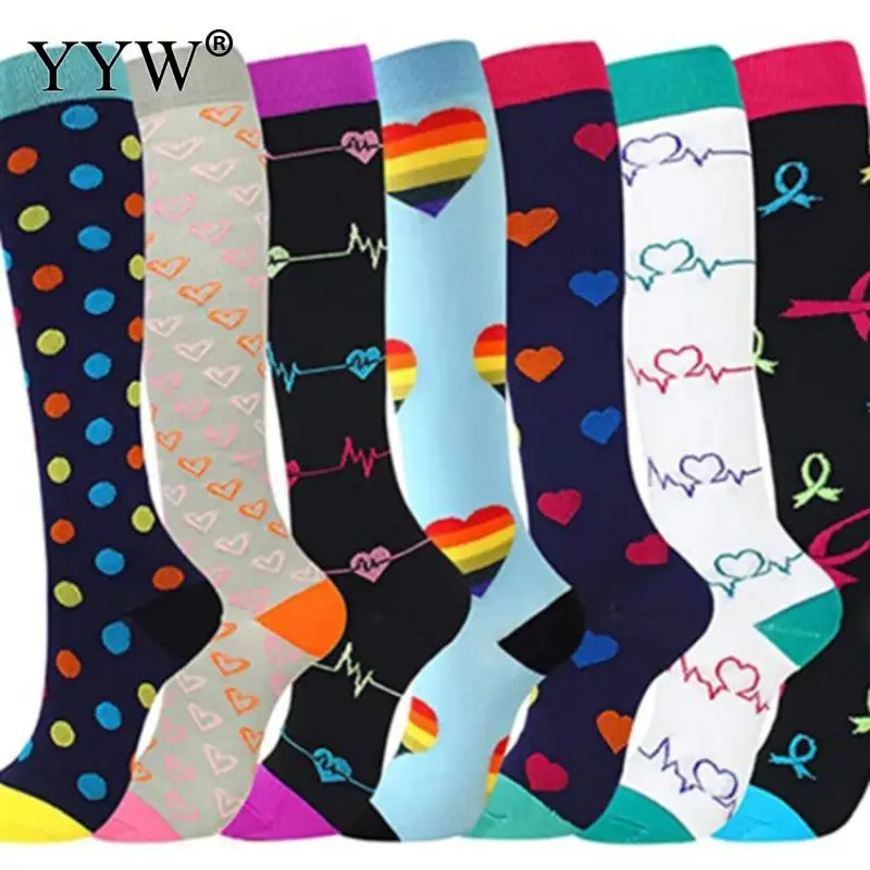 

7 Pair Quality Sport Unisex Compression Stockings Cycling Socks Fit For Edema, Diabetes Varicose Veins Running Marathon Socks